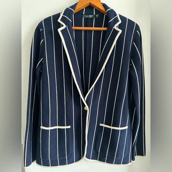 Ralph Lauren blue and White Stripped blazer jacket - Picture 5 of 8